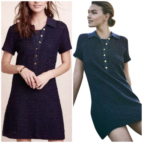 Anthropologie Dresses & Skirts - Anthropologie Moth Marin Navy Crochet Dress Small